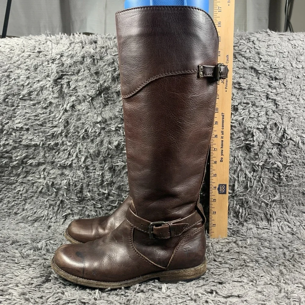 Frye #76844 Phillip Riding Knee High Brown Leather Pull On Womens Boots Size 6